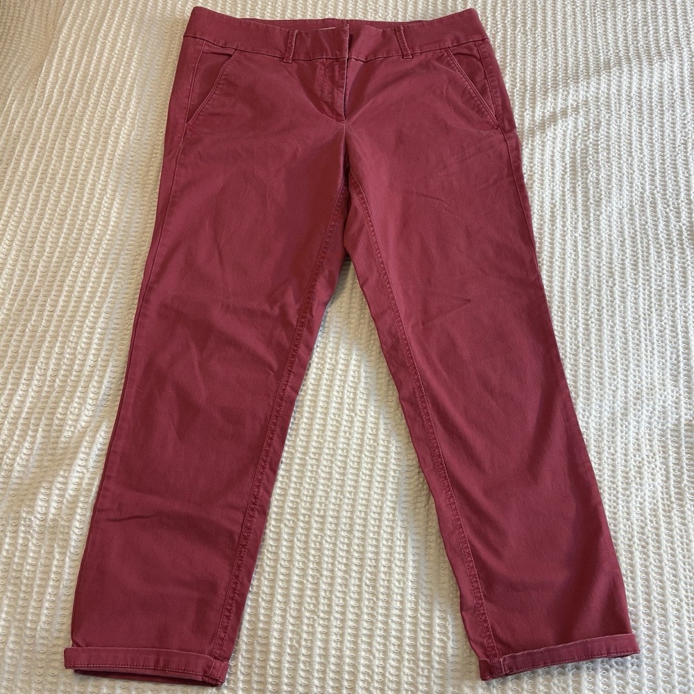 LOFT Perfect‎ Straight Pants in Washed Twill Dusty Burgundy, size 8